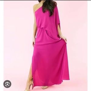 NWOT, Judith March Teggy one shoulder dress, Fuchsia, Size Small